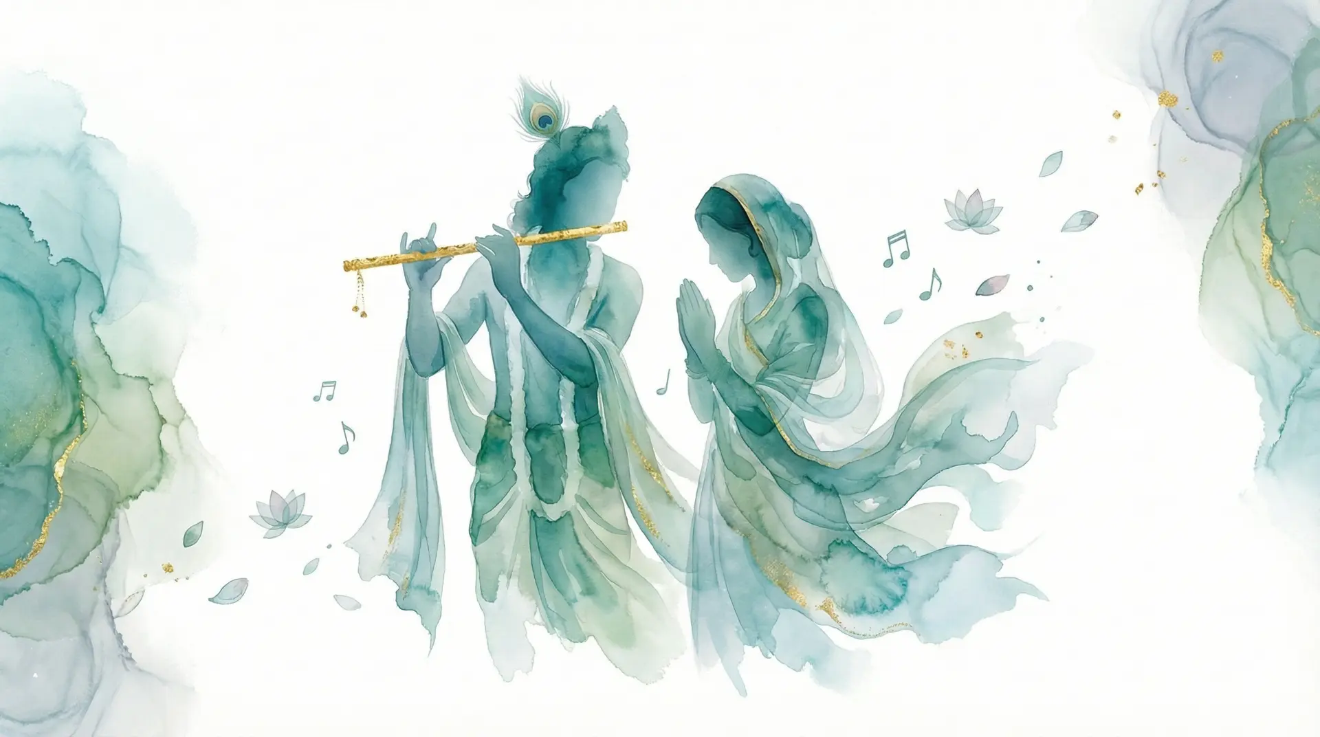 Watercolour concept artwork of Krishna and Meera used as an asset reference